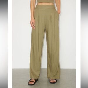 Dynamite Heidi Linen Pull-On Pants, Covert Green